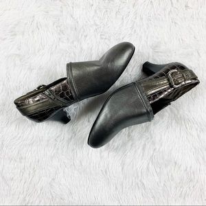 AJ Valenci Alligator Print Silver Kitten Heel Boot